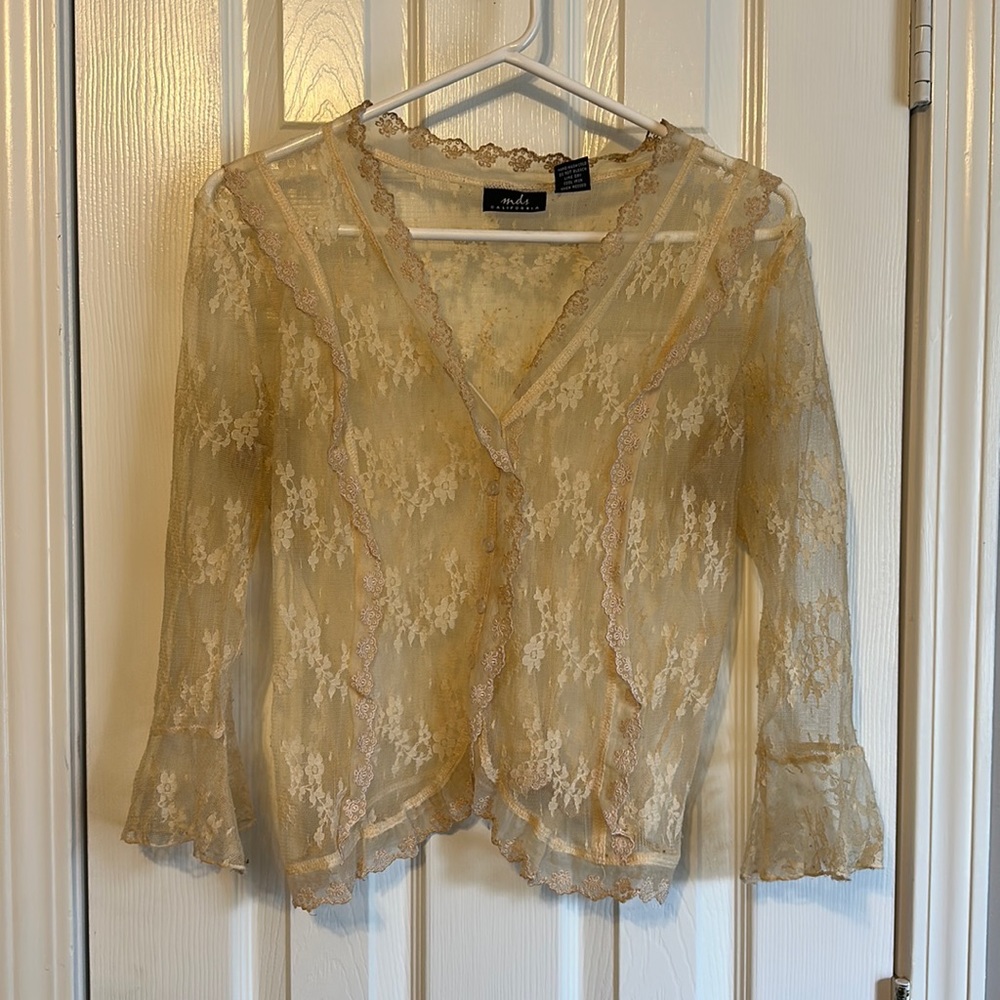 Cream Sheer Lace Top